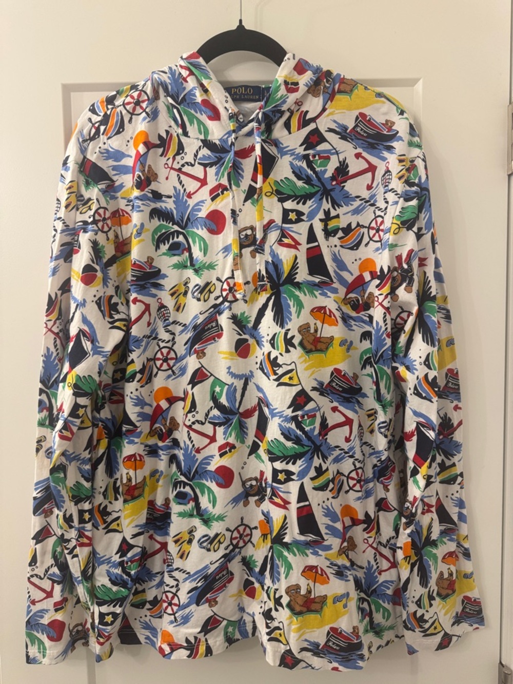 Polo by Ralph Lauren White Tropical Print Pullover Hoodie